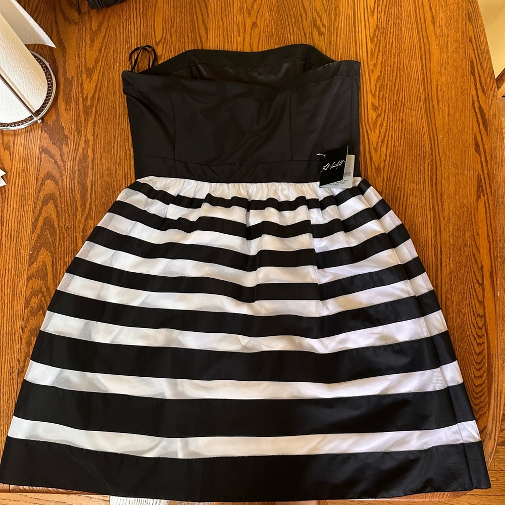 WHBM STRAPLESS STRIPED DRESS SZ 14